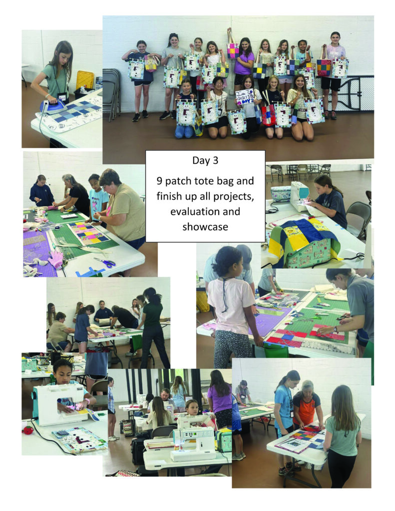 Intro to Quilting participants display their work 